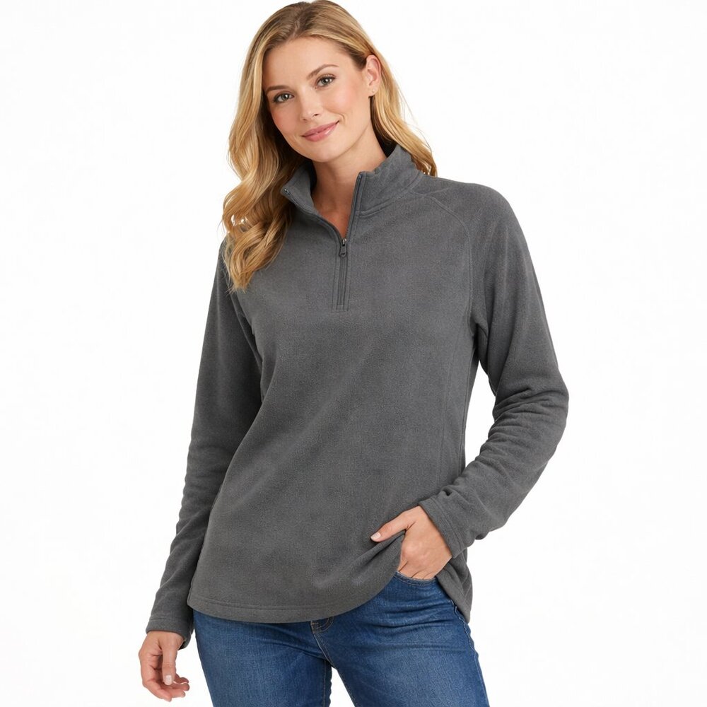 Magellan Outdoors Grey Lightweight Fleece Quarter Zip Pullover Jacket Size L